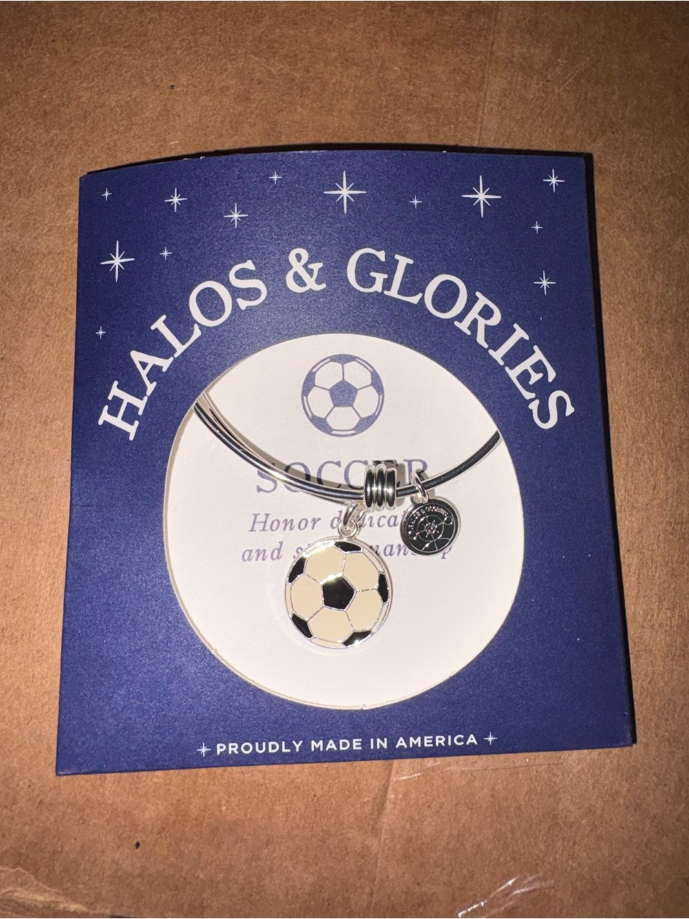 Alex and Ani Silver Bracelet with Black & White Soccer Charm